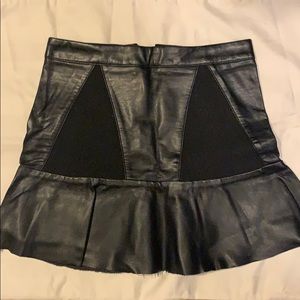 Black leather ruffled miniskirt size S